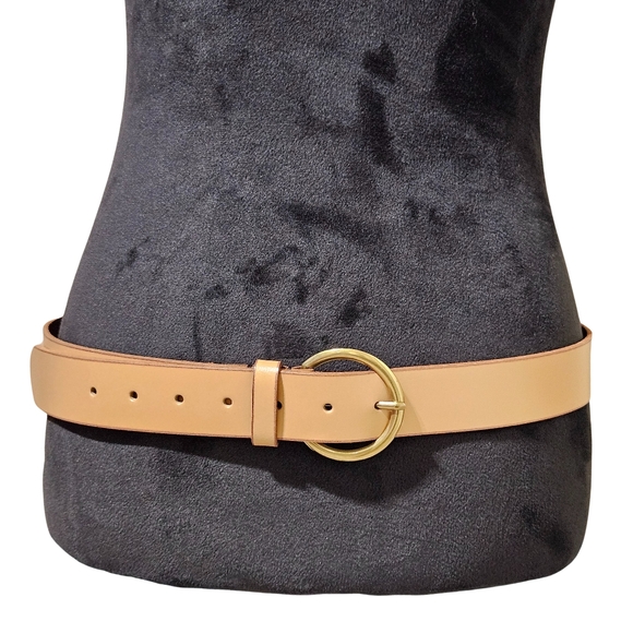 Frye Accessories - Frye Belt Tan Gold Tone Women's Flat Leather Belt  Bohemian Boho Western Logo